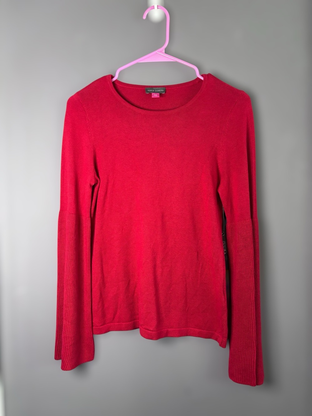 Vince Camuto Red Bell Sleeve Crew Neck Sweater PXS